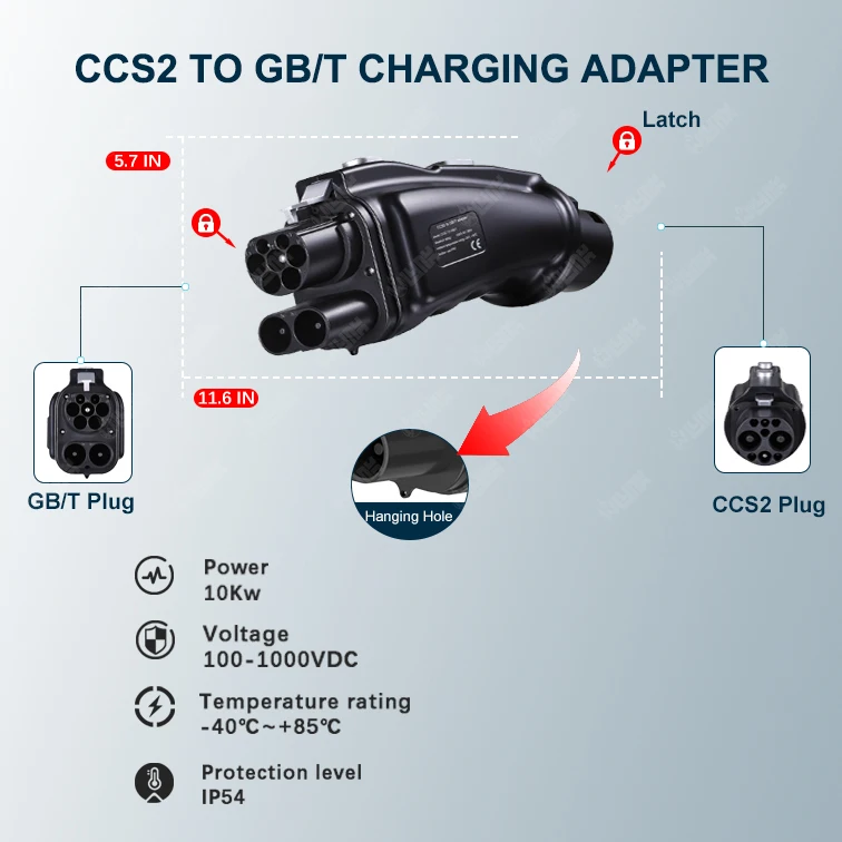 YYHC CCS2 GB / T şarj adaptörü 200a Dc elektrikli araç şarjı ccs 2 Konnektör Elektrikli Araç Ccs2 To Gbt Adaptörü tesla