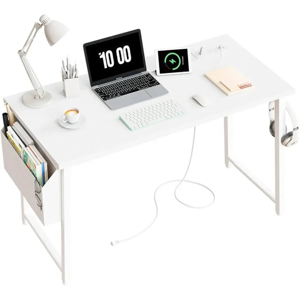 39 İnç Beyaz Bilgisayar Masası Güç Çıkışı İle Yükseklik Ayarı Masa ayaklı masa Compuradora Odası Ofis Mobilyaları Masaları