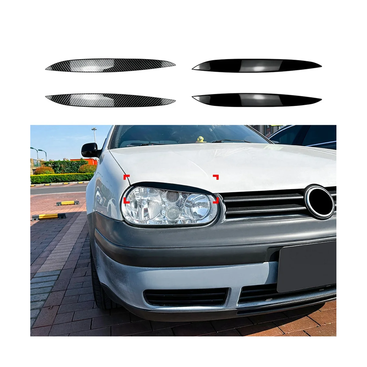 VW Golf4 MK4 IV 1997-2005 için Karbon Fiber Ön Far Kapağı Garnitür Şerit Kaş Kapağı Trim Sticker