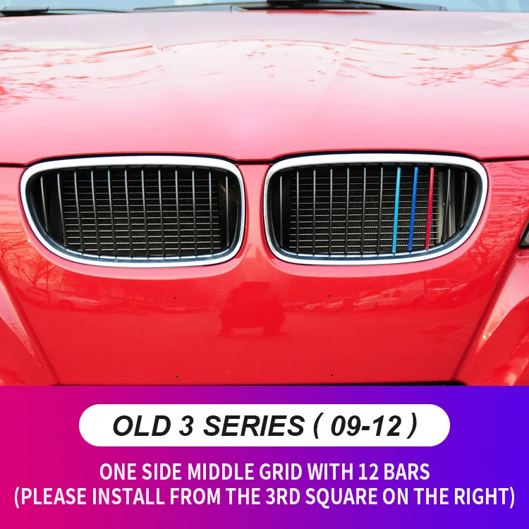 3 adet Renkli Araba Izgarası Ağ Dekor Düzeltir Izgara Sticker BMW için E46 F30 F34 F35 E90 G20 3 Serisi Araba Stil BMW Izgara Etiket