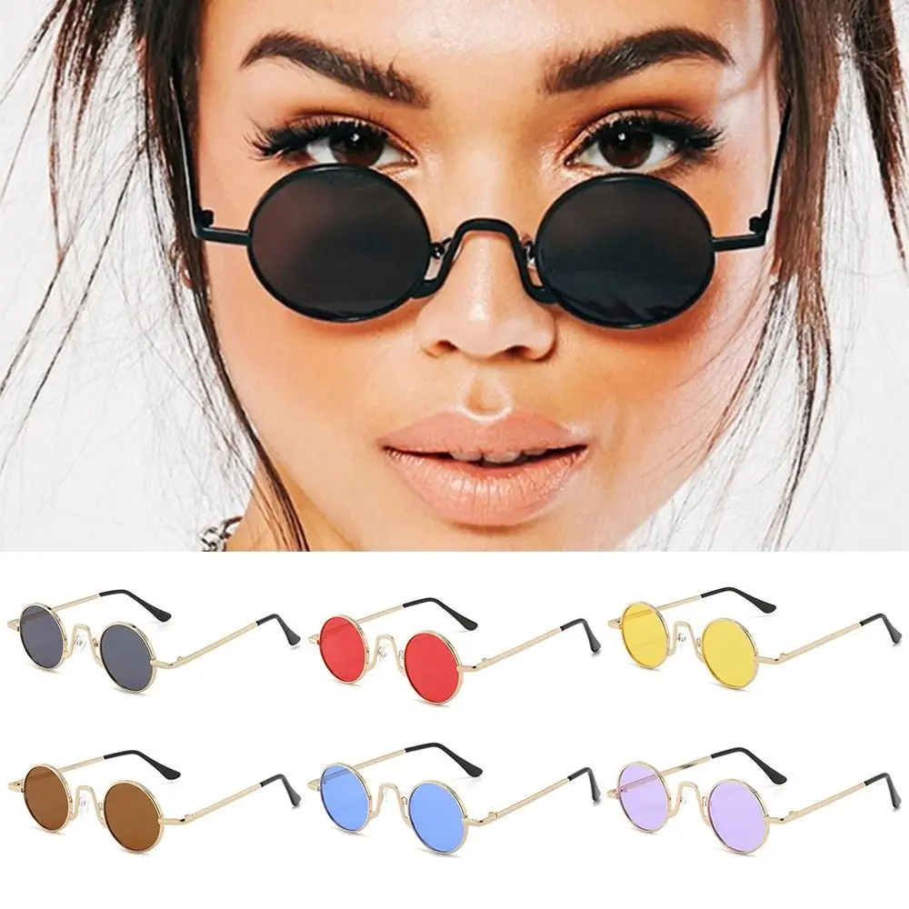 Punk Küçük Yuvarlak Güneş Gözlüğü Moda UV400 Koruma Renkli Hippi güneş gözlüğü Daire Tonları Kadınlar ve Erkekler için