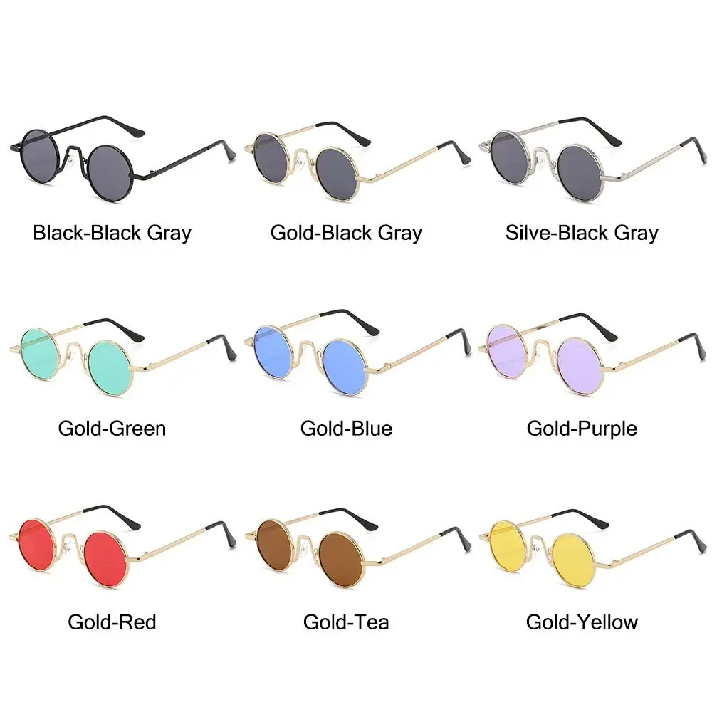 Punk Küçük Yuvarlak Güneş Gözlüğü Moda UV400 Koruma Renkli Hippi güneş gözlüğü Daire Tonları Kadınlar ve Erkekler için