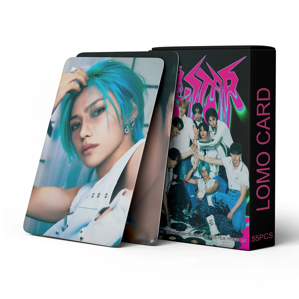 55 Adet/kutu Kpop Kaçak Çocuk Albümü 5 Yıldız 3D altın LAYOVER YEDİ Photocards Jungkook Lomo Kartları Felix Hyunjin 5 yıldızlı Aksesuarları