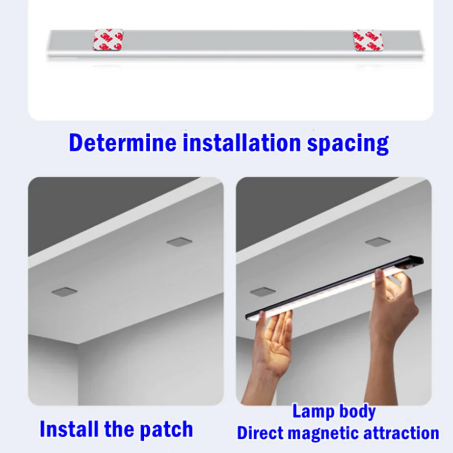 UooKzz dolap ışığı USB şarj edilebilir hareket sensörlü LED ışık Mutfak Dolap dolap ışığı ing 10 cm/20 cm / 40 cm / 60 cm LED