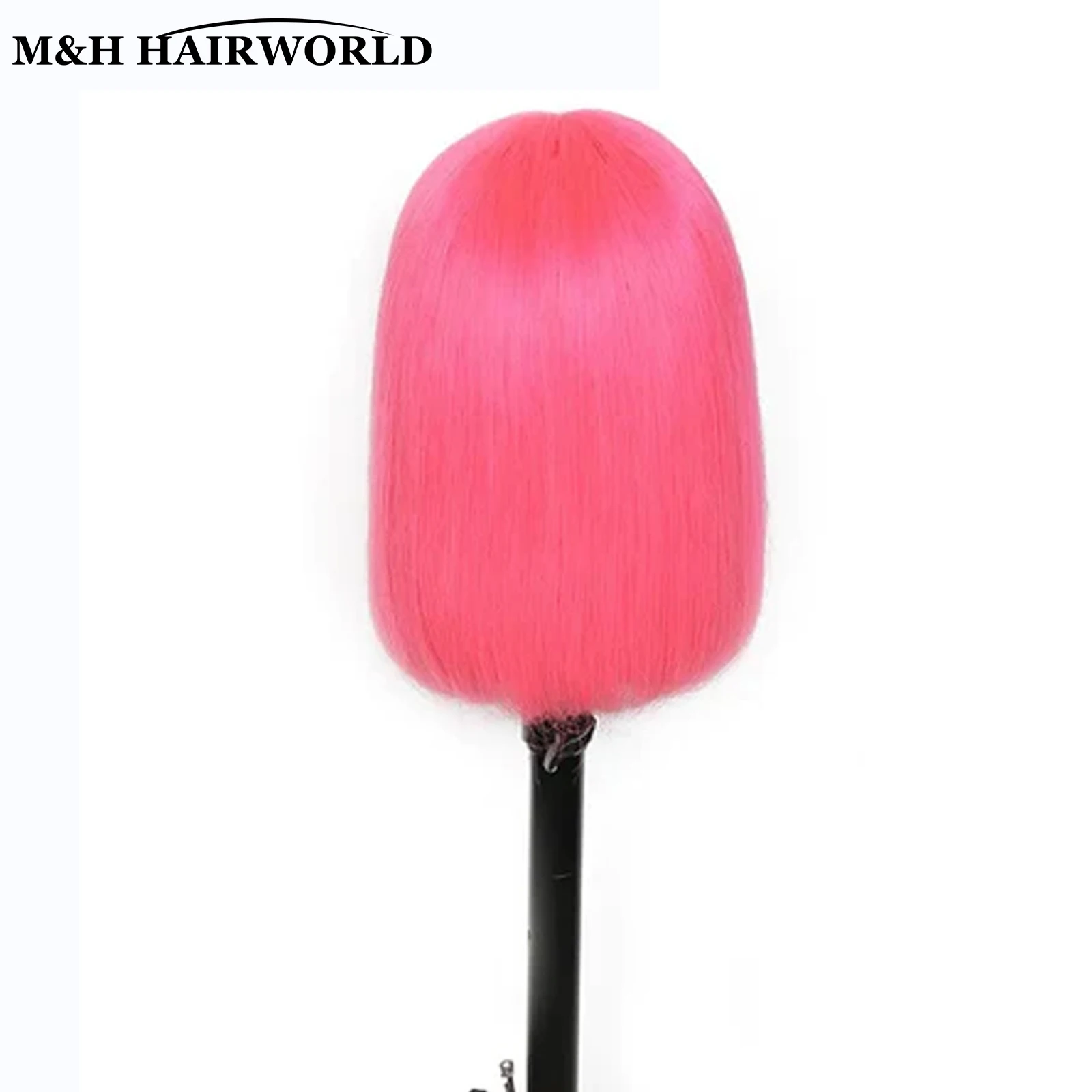 Pembe Renkli Sentetik sırma ön peruk Kadınlar İçin Cosplay Kısa Düz İsıya Dayanıklı Saç Bob Peruk Tutkalsız sırma ön peruk
