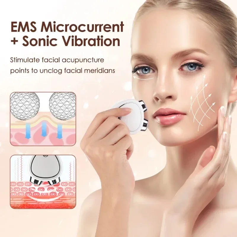 EMS Yüz Kaldırma Silindiri 3D Yüz Masajı Microcurrent Cilt Sıkılaştırma Gençleştirme Kırışıklık Karşıtı Azaltarak Ödem Güzellik Bakımı