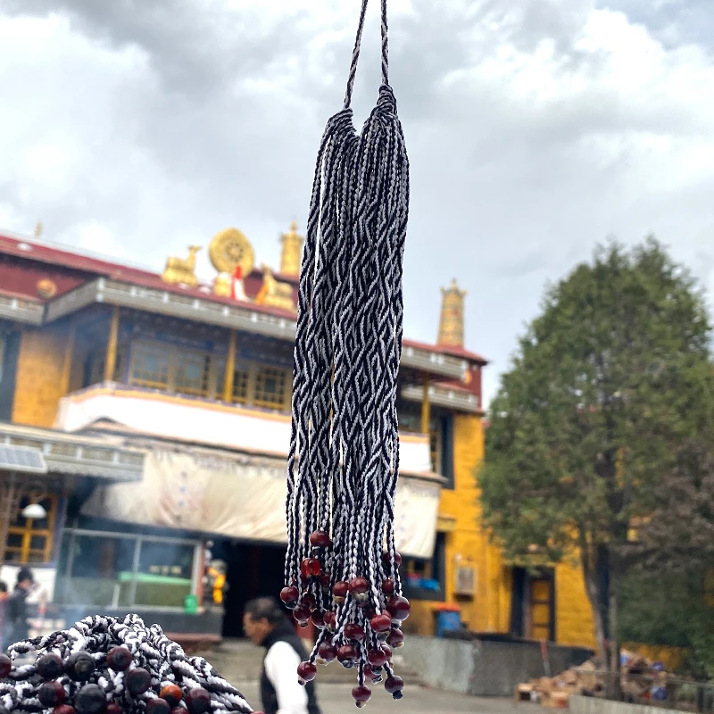 1 adet / grup Tibet Lhasa Zaki dokuz gözler halat kalın iplik örgülü dokuz gözler ölümsüz uzun ömürlü elmas halat geleneksel siyah ve wh