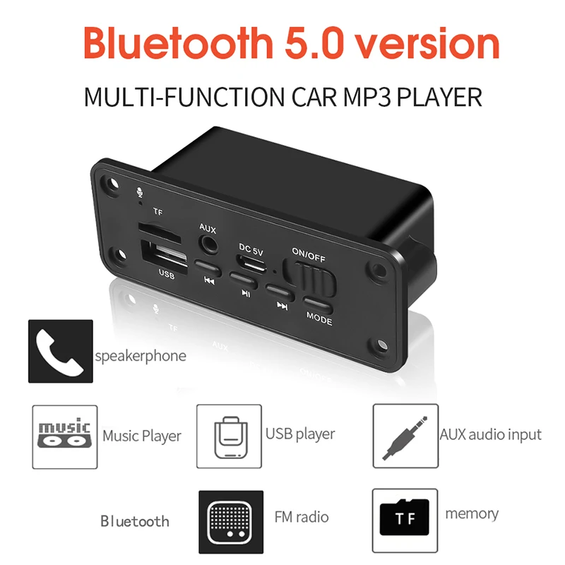 2X3W Amplifikatör DC 5V MP3 WMA kablosuz bluetooth 5.0 Dekoder Kurulu Ses Modülü USB FM TF Kayıt Radyo AUX Girişi Araba için