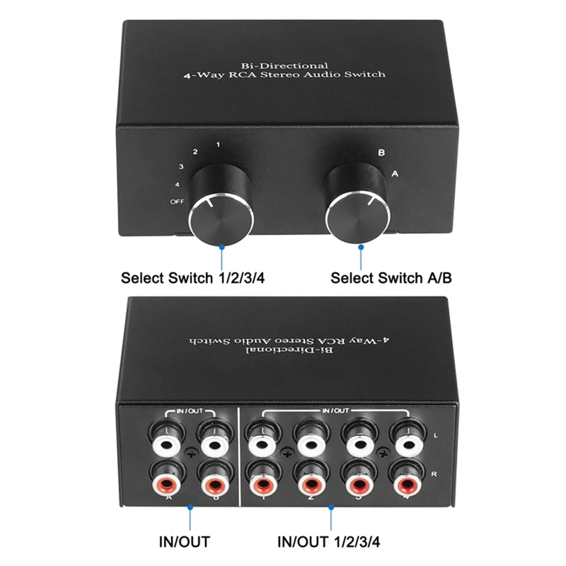 4 Yollu Çift Yönlü Sol Ve Sağ Kanal Ses Anahtarı 2 In 4 Out Veya 4 In 2 Out L / R Jack Ses Kanalı R / L Stereo Switcher