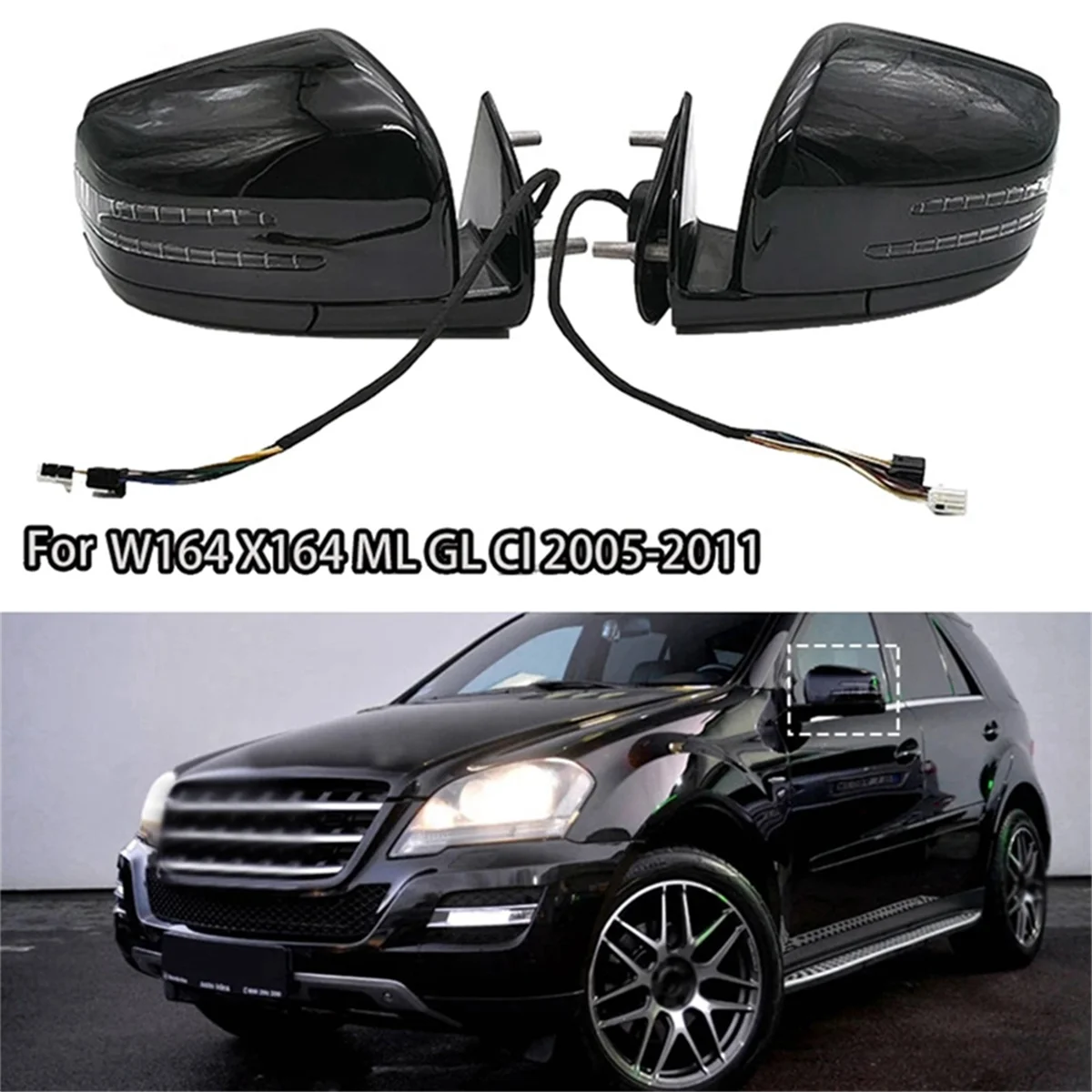 Araba Güç Dikiz Aynası Mercedes Benz ML GL Sınıfı W164 X164 2005-2011 1668100164 1668100264 Katlanır Ayna Assy B