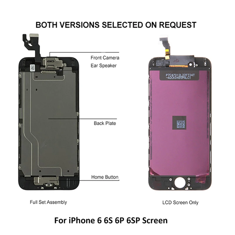 Apple iPhone 6 için 6 S Artı 6 P 6SP LCD Ekran Tam Set Ekran Dokunmatik Digitizer Komple Meclisi Değiştirme + Kamera + Ev Düğmesi