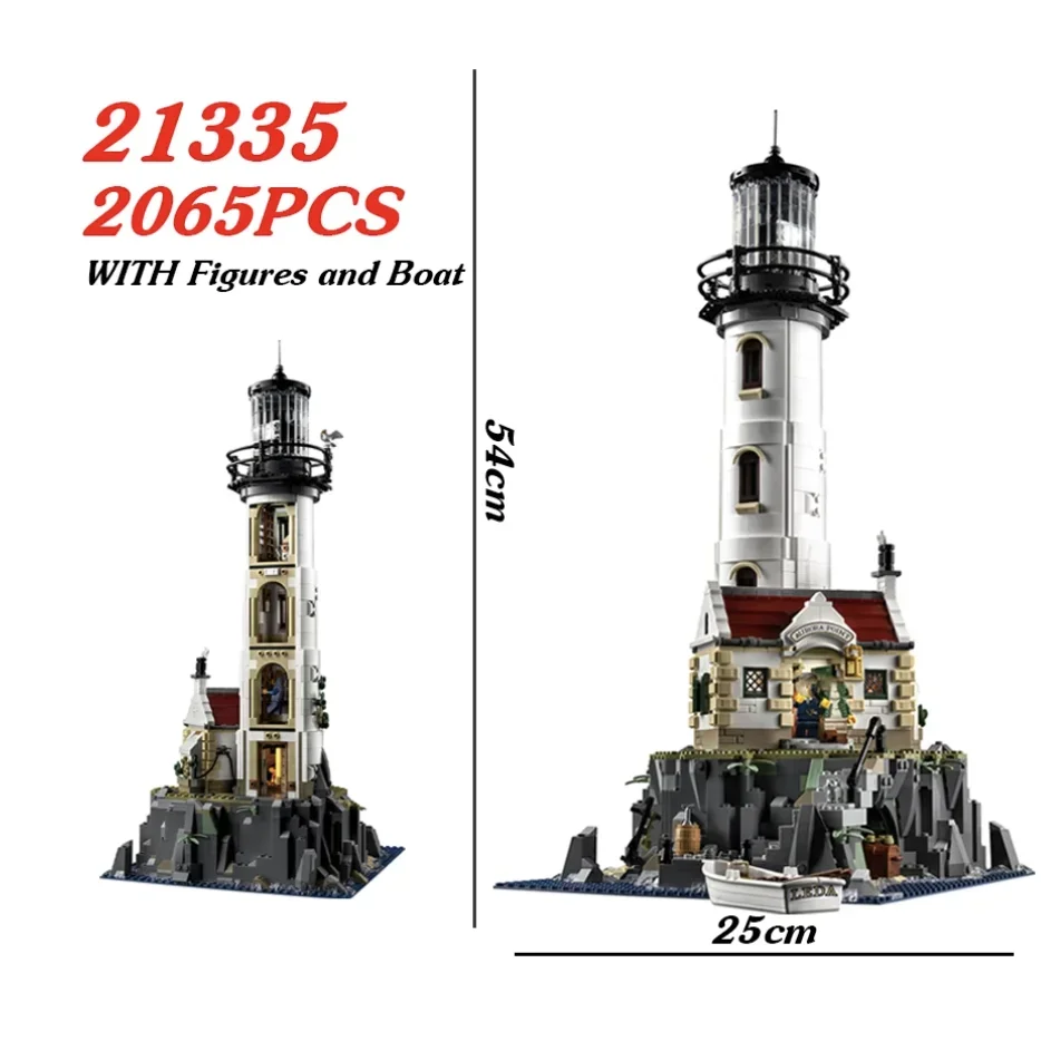 2022 Yeni Elektrikli Deniz Feneri 21335 2065 adet Modeli Yapı Taşı Motorlu Tuğla Montaj Oyuncaklar Çocuklar İçin Noel Hediyeleri