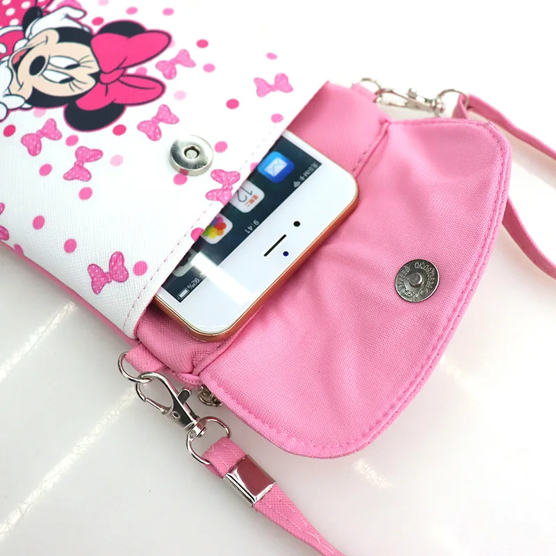 Disney Yeni Moda PU Bayanlar omuzdan askili çanta bozuk para cüzdanı Sevimli Mickey Minnie Çocuklar askılı çanta kızlar için cep telefonu çantası Mini Çanta