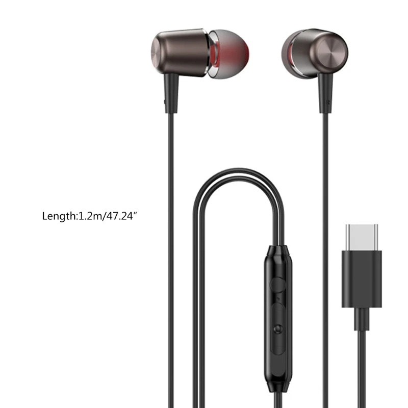 Evrensel USB C Kulaklık Tipi C Manyetik Tel Kulaklık telefonlar ve Tabletler için USB C Cihazları Dahili Mikrofon ve Ses Kontrolü