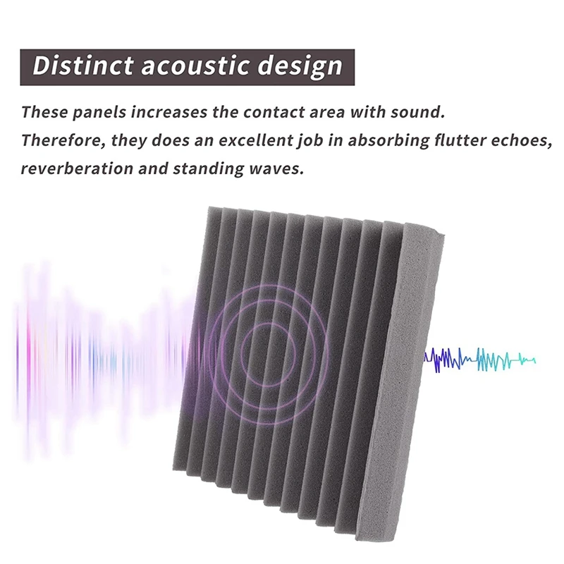 Akustik Köpük Paneller 12 Adet, Ses Geçirmez Duvar Panelleri 30X30x5cm, Duvarlar için Yüksek Yoğunluklu Ses Emici Panel