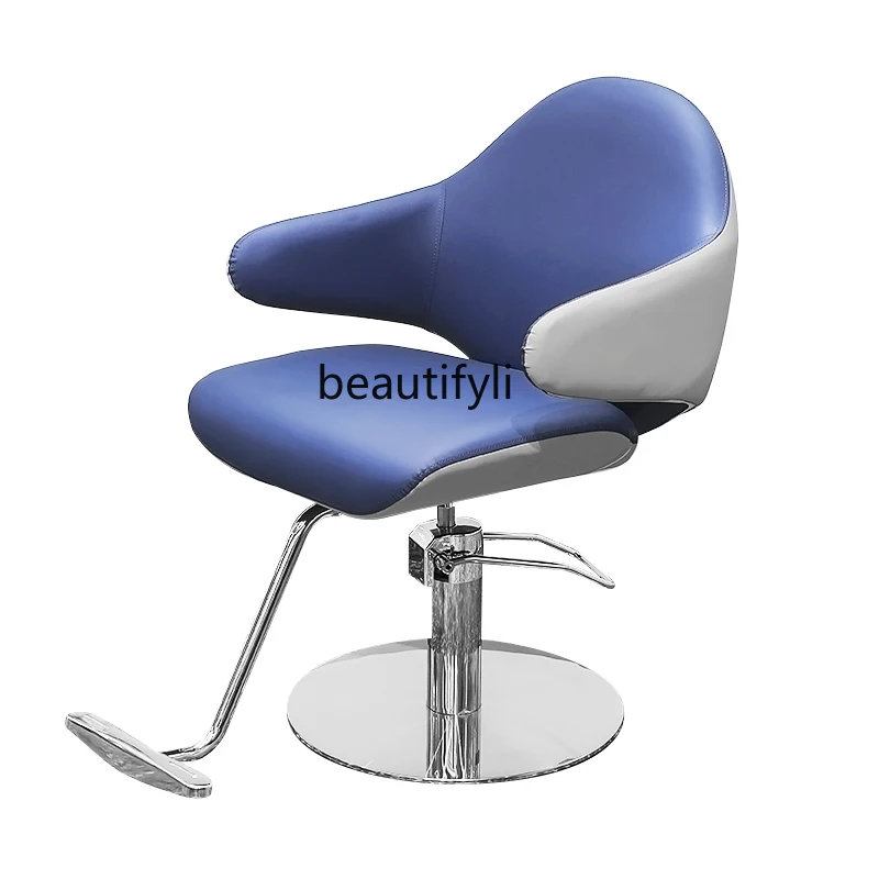 High-End salon sandalyesi ışık lüks Berber koltuğu Modern boyama ve Perma alanı dönebilen saç kesme sandalye