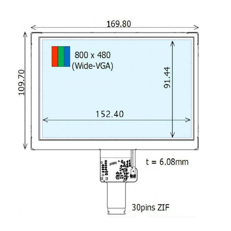 COM70H7M24ULC TFT LCD 7 İnç 800x480 LVDS 30 Pins Arayüzü Transflektif Modülü Ekran Görüş Açısı Dokunmatik Monitör