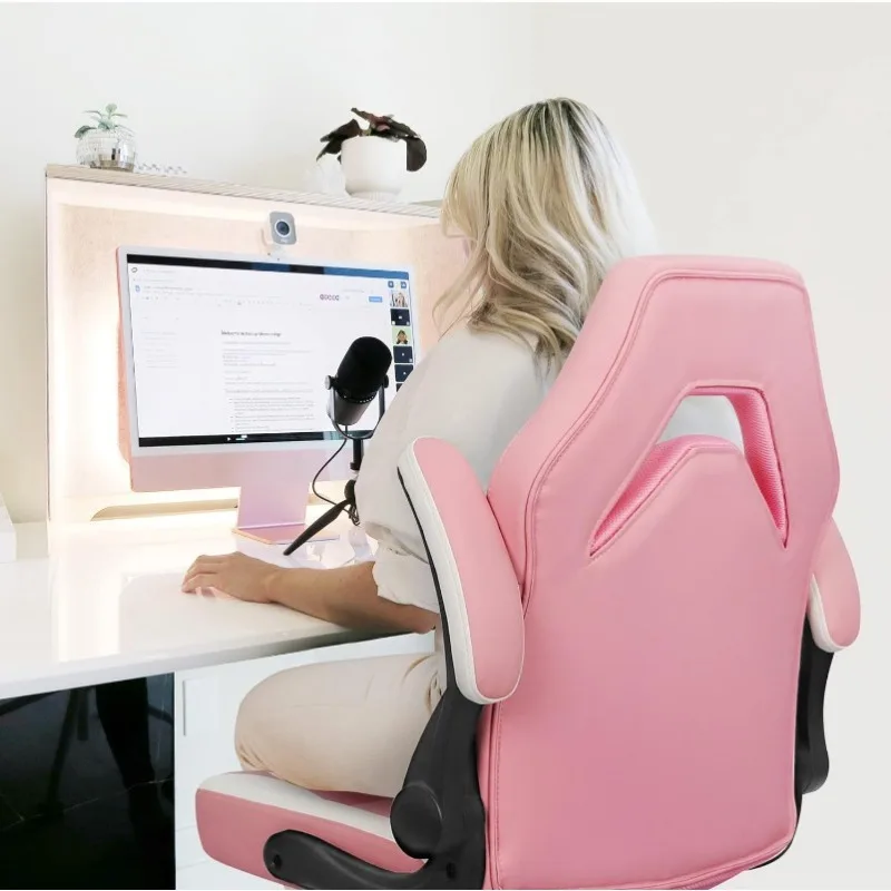 Ergonomik ofis koltuğu Masa Sandalye ile Bel Desteği Flip Up Arms Ayarlanabilir Yükseklik Döner PU Deri Yönetici Tekerlekler ile