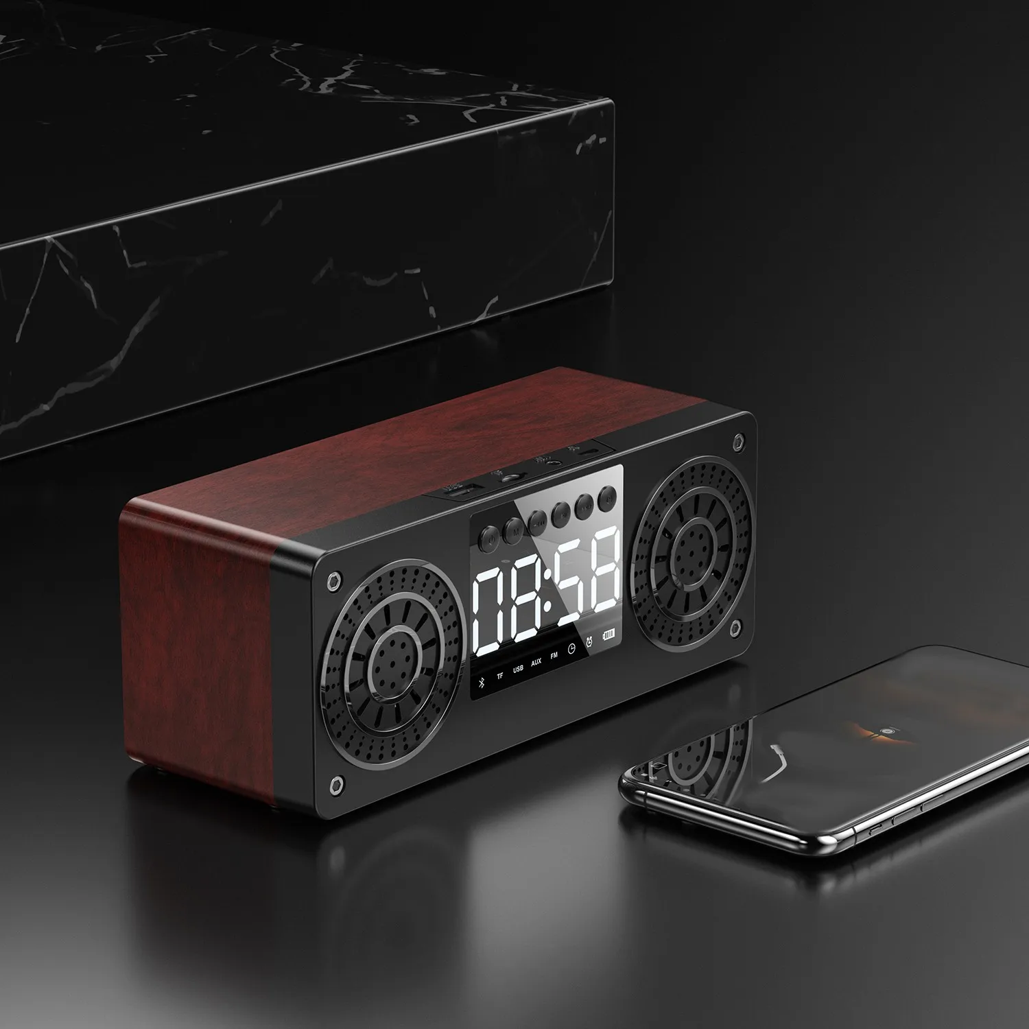 Stereo Subwoofer Bluetooth hoparlör FM Radyo Taşınabilir Hoparlörler Mp3 Oyun Süper Bas Hoparlör Bilgisayar Sütun Kahverengi