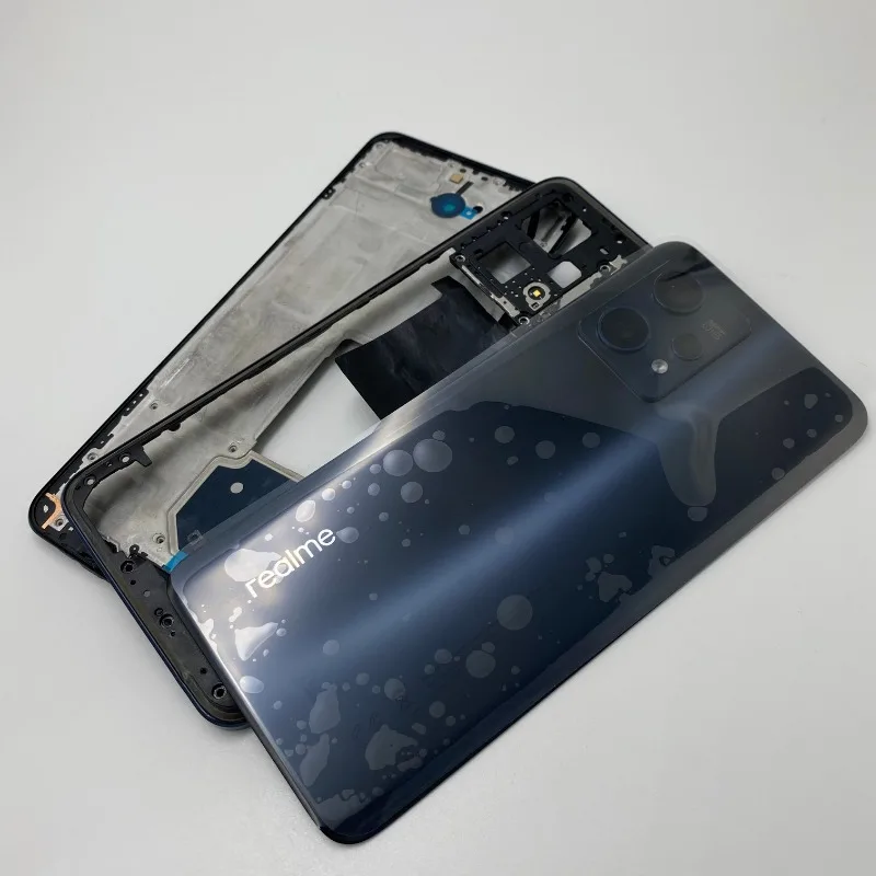 Yeni Realme için 9 Pro+ Pil Kapağı Orta Çerçeve Lcd Çerçeve için Realme için 9 Pro Artı Arka Konut Case Telefon Kapak Kabuk Değiştirme