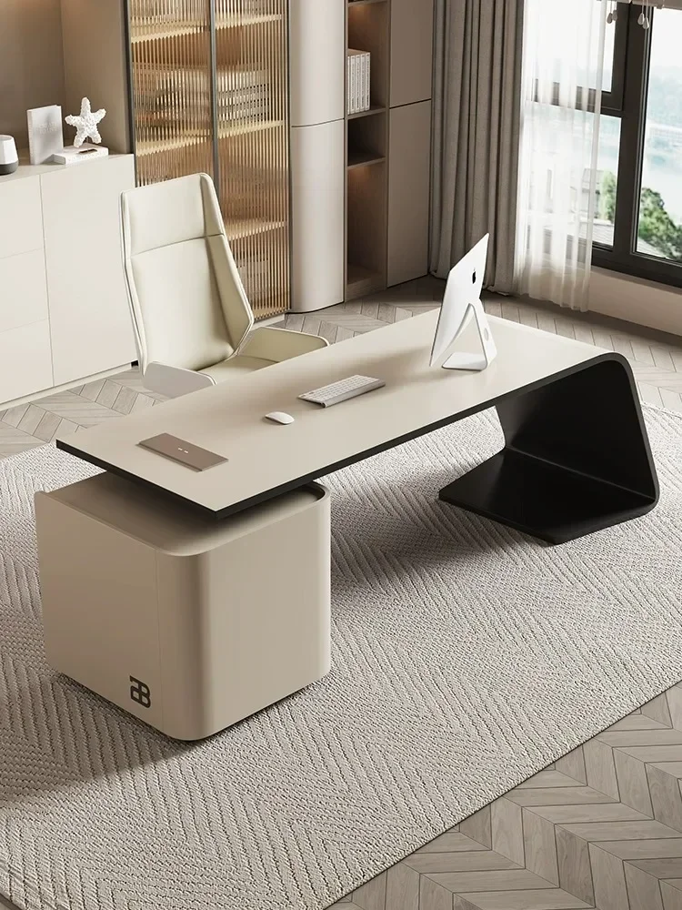 Işık lüks masa, modern ve basit ev katı ahşap bilgisayar masası köşe patron ofis masası ve sandalye kombinasyonu