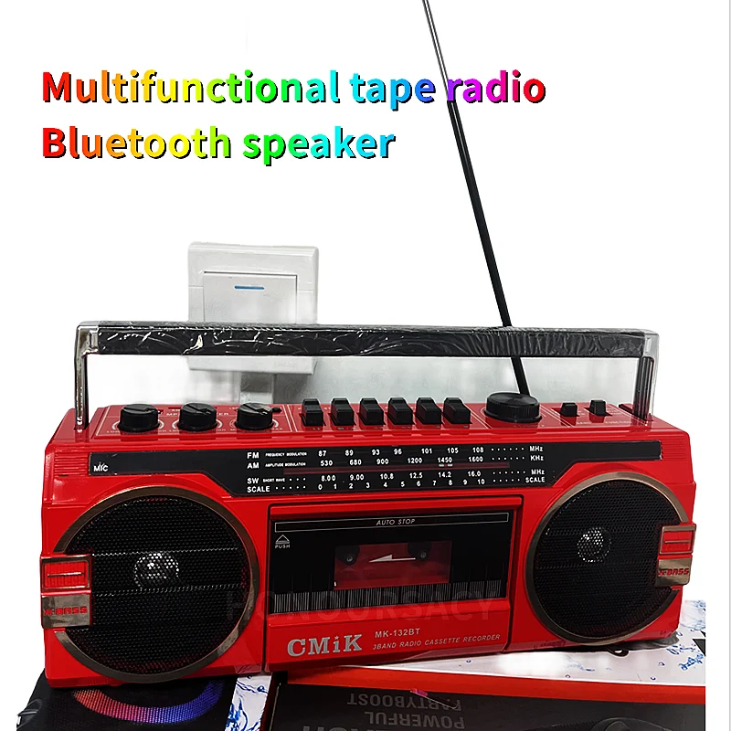 Çok fonksiyonlu Retro Eski moda Kaset Çalar Açık Taşınabilir kablosuz bluetooth Hoparlörler AM / FM / SW Tam Bant Radyo