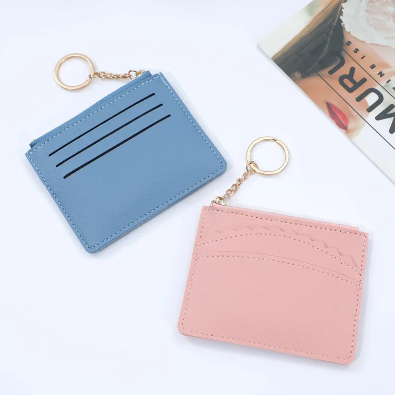 Şık Yeni Fermuar Mini kart çantası bozuk para cüzdanı Kız Öğrenci Sikke Depolama Dalgalı Dantel Anahtarlık Kompakt ve Taşınabilir