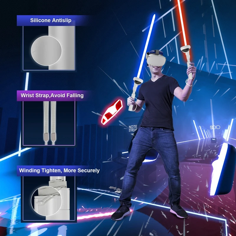 En iyi Saber Kolları Denetleyici Oculus Quest2 Lightsaber RGB tüp lamba VR Egzersiz Oyunları Kolu