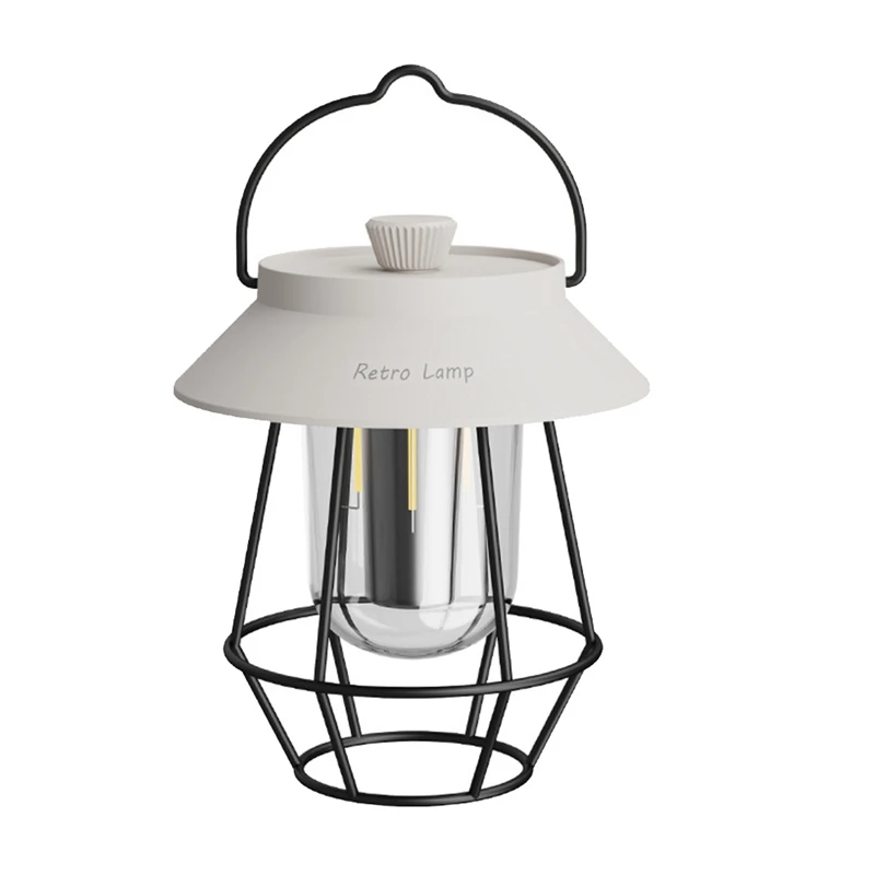 Şarj edilebilir Metal Kolu El feneri klasik ışık açık asılı çadır ışığı beyaz