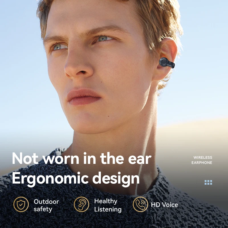 Yeni Kemik iletimli kulaklık Bluetooth 5.3 Kablosuz Kulaklık Klip Kulak Kulaklık Gürültü İptal Kulaklık Spor Mikrofon İle