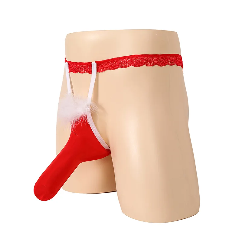 Seksi Kırmızı Serisi Horoz Noel İç Çamaşırı erkek T-geri Külot G-string Penis Thongs Erotik Eşcinsel İç Çamaşırı