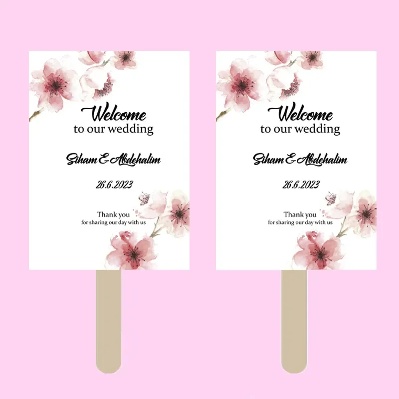 Pembe gül çiçek baskı Kartları özelleştirilmiş Menü Fan Parti Program Listesi Teşekkür Kartı 30 adet Gelin Duş Misafirler İçin Dekorasyon