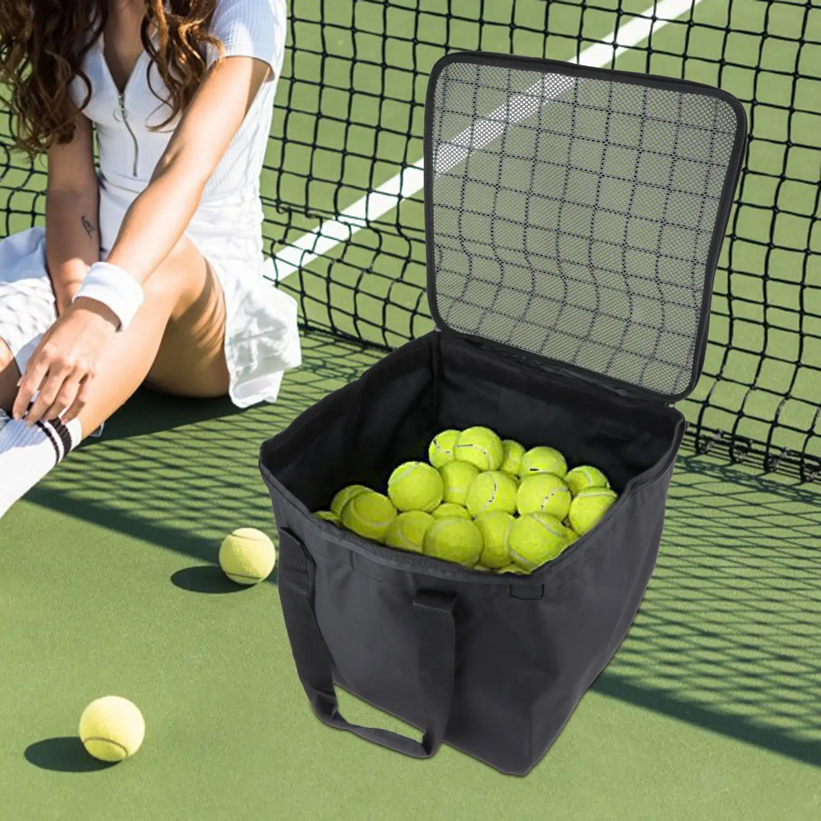 Tenis Topu Arabası Çantası Siyah Tenis Topu Sepeti Öğretim Sahası Aksesuarları