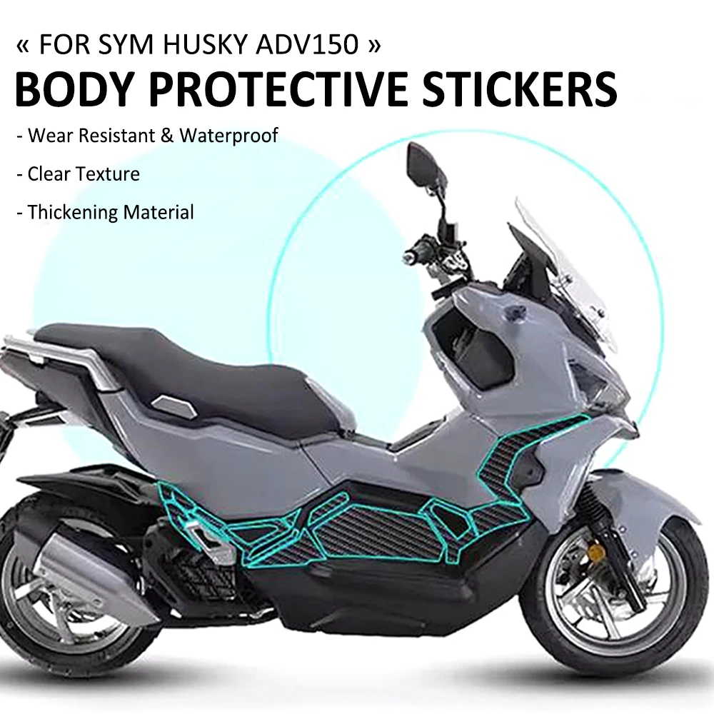 Motosiklet Vücut Anti Scratch Kauçuk Karbon Fiber Desen Dekoratif Çıkartması Koruyucu Sticker Pad SYM HUSKY ADV150 ADV 150