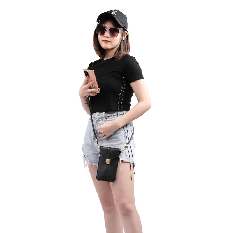 2023 Yeni kadın Gelgit Kilit Çapraz Vücut Kayışı Pu Deri dokunmatik ekranlı cep telefonu cüzdanı Kadın Retro Toka Küçük Para Klip